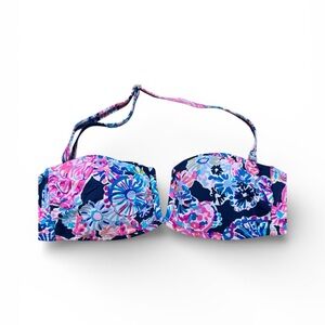 Lilly Pulitzer bandeau bikini top in the High Tide Navy Turtle Amazement size 4